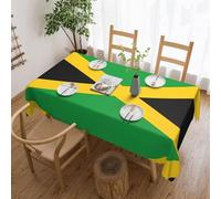 RLDOBOFE Rectangle Tablecloth Waterproof Table Cloth Jamaica Flag Table Cover Tablecloth for Kitchen Dinning Wrinkle-Fre Rectangle Table Cloth for Wedding Party 54"x72"