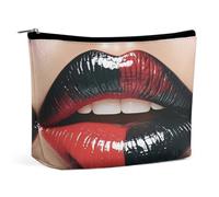 RLDOBOFE Red And Black Lips Makeup Bag Cosmetic Bags Toiletry Bag