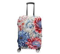 RLDOBOFE Red And Blue Flowers Baggage Cover for Travel, Washable Suitcase Covers for Home, Dustproof Luggage Protector Skins with Zippers, Protector Anti Scratch, Luggage Covers, white, M, Luggage