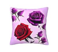 RLDOBOFE Red and Purple Roses Printed Pillow Covers Soft Throw Pillow Covers Cushion Pillow Covers Square Pillowcases Decorative Cushion Case for Sofa Couch