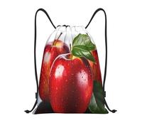 RLDOBOFE Red Apple Fruit Drawstring Backpack Sports Gym Sackpack Waterproof Swim Bag Men Women Draw String Bag, Black, S