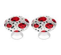 RLDOBOFE Red Black Spotted Ladybug Drawer Handles for Kitchen, Round 2 Pack Dresser Pulls for Bedroom, Stainless Steel Cabinet Pulls for Restaurant, Personalized Drawer Knobs for Cupboard