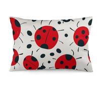 RLDOBOFE Red Black Spotted Ladybug Throw Pillow Covers for Sofa, Super Soft Body Plush Pillow Cases with Zipper for Bedroom, Breathable Fuzzy Cushion Cases 12 "x20 for Living Room, Hotel