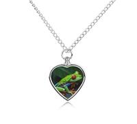 RLDOBOFE Red Eyed Tree Frog Cremation Jewelry for Ashes Heart Urn Necklaces Personalized Memorial Necklace Dog Cat Keepsake Pendant Custom Small Locket Ash Holder for Women Men