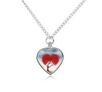 RLDOBOFE Red Hart with Tree Cremation Jewelry for Ashes Heart Urn Necklaces Personalized Memorial Necklace Dog Cat Keepsake Pendant Custom Small Locket Ash Holder for Women Men