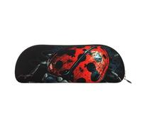 RLDOBOFE Red Ladybug Pattern Pencil Pouch Leather,Small Pen Bags With Zipper For Pencils,Pens,Markers,Makeups,Change,Coins