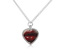 RLDOBOFE Red Lips Cremation Jewelry for Ashes Heart Urn Necklaces Personalized Memorial Necklace Dog Cat Keepsake Pendant Custom Small Locket Ash Holder for Women Men