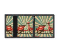 RLDOBOFE Red Motorcycle Trifold Wallet Minimalist Mens Wallet with Key Hook 8 Card Slots Modern Stylish Polyester Security Wallets Fashion Slim Credit Card Holder Id Window