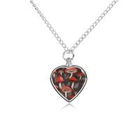RLDOBOFE Red Mushrooms Cremation Jewelry for Ashes Heart Urn Necklaces Personalized Memorial Necklace Dog Cat Keepsake Pendant Custom Small Locket Ash Holder for Women Men