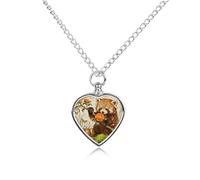 RLDOBOFE Red Panda Camellia Cremation Jewelry for Ashes Heart Urn Necklaces Personalized Memorial Necklace Dog Cat Keepsake Pendant Custom Small Locket Ash Holder for Women Men