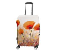 RLDOBOFE Red Poppy Flowers Baggage Cover for Travel, Washable Suitcase Covers for Home, Dustproof Luggage Protector Skins with Zippers, Protector Anti Scratch, Luggage Covers, white, L, Luggage Case