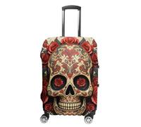 RLDOBOFE Red Rose Sugar Skull Baggage Cover for Travel, Washable Suitcase Covers for Home, Dustproof Luggage Protector Skins with Zippers, Protector Anti Scratch, Luggage Covers, white, Small, Luggage