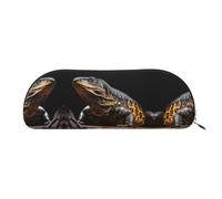 RLDOBOFE Reptile Monitor Lizard Pencil Pouch Leather,Small Pen Bags With Zipper For Pencils,Pens,Markers,Makeups,Change,Coins