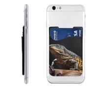 RLDOBOFE Reptile Monitor Lizard Phone Wallet, Stick On Card Holder for Back of Phone Case - Leather Cell Phone Card Wallet Sleeve Adhesive Phone Pocket - Compatible with Most Cell Phones