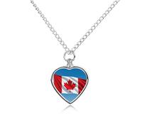 RLDOBOFE Retro Canada Flag Cremation Jewelry for Ashes Heart Urn Necklaces Personalized Memorial Necklace Dog Cat Keepsake Pendant Custom Small Locket Ash Holder for Women Men