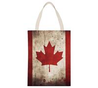 RLDOBOFE Retro Canada Flag Tote Bags for Holiday Gifts, Personalized Canvas Shoulder Bag with Handle for Activity, Reusable Cloth Bags for Advertising, Large Shopping Bag for Unisex