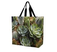 RLDOBOFE Reusable Grocery Bags, Foldable Shopping Bag with Strong Handles, Large Capacity Cactus Multiflesh Tote Bags for Travel, Waterproof Shoulder Bag for Work, Beach, Picnic, Bulk Gifts
