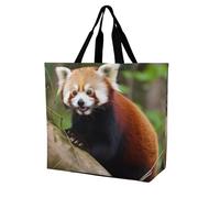 RLDOBOFE Reusable Grocery Bags, Foldable Shopping Bag with Strong Handles, Large Capacity Little Red Panda Tote Bags for Travel, Waterproof Shoulder Bag for Work, Beach, Picnic, Bulk Gifts