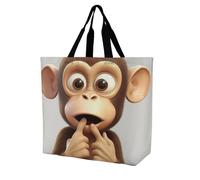 RLDOBOFE Reusable Grocery Bags, Foldable Shopping Bag with Strong Handles, Large Capacity The Silent Monkey Tote Bags for Travel, Waterproof Shoulder Bag for Work, Beach, Picnic, Bulk Gifts