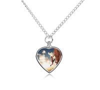 RLDOBOFE Rock Climbing Sports Pet Cremation Necklaces for Ashes Personalized Pet Ashes Jewelry Heart Shaped Urn Pendant Custom Memorial Funeral Keepsake for Loss Dogs Cats