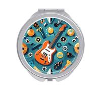 RLDOBOFE Rock Instrumental Patterns Mirror, Compact and Portable, Round Mirror,Folding Handheld, 2-Sided, Makeup Mirror for Handbag Purse Pocket 2.4 Inches
