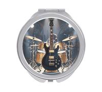 RLDOBOFE Rock Music Mirror, Compact and Portable, Round Mirror,Folding Handheld, 2-Sided, Makeup Mirror for Handbag Purse Pocket 2.4 Inches