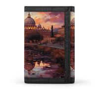 RLDOBOFE Rome Sunset Wallet for Men, Extra Capacity Trifold Wallet for Women, Foldable Money Clip with ID Window for Pocket, Credit Card Holder, Personalized Wallets for Travel