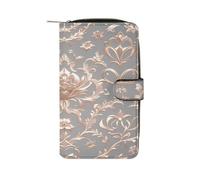 RLDOBOFE Rose Gold Wallpaper PU Leather Long Wallet Travel Wallets | Large Capacity Zipper Wallet for Men Women Clutch Wallets with 12 Card Slots and Snap Fastener Wallet for Daily Work Travel