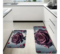 RLDOBOFE Rose Gothic Kitchen Mats Set of 2 Cushioned Anti-Fatigue Non-Slip Kitchen Runner Rugs Comfort Foam Standing Mat Absorbent Floor Rug for Office Sink Home Laundry