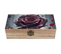 RLDOBOFE Rose Gothic Wooden Keepsake Box with Lids Wood Storage Box with A Hinged Lid Decorative Boxes Table Large Rectangular Organizer Container for Jewelry Photos Craft
