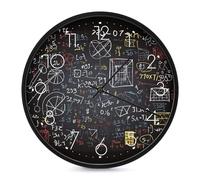 RLDOBOFE Round Mathematics and Physics Wall Clock 10 Inch Modern Silent Non Ticking Wall Clock Battery Operated Analog Classic Home Decorative for Office Bedroom Kitchen Living Room White
