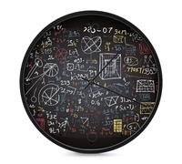 RLDOBOFE Round Mathematics and Physics Wall Clock 10 Inch Modern Silent Non Ticking Wall Clock Battery Operated Analog Classic Home Decorative for Office Bedroom Kitchen Living Room Black