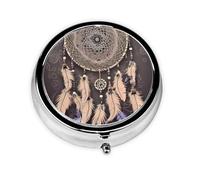 RLDOBOFE Round Pill Box with Dream Catcher 3 Compartments for Handbag Pocket Pill Box Portable Pill Box for Containing Vitamins Medicine Fish Oil Supplements