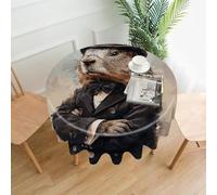 RLDOBOFE Round Table Cloths for Banquet, Foldable A Charming Prairie Dog Table Linens for Wedding, Washable Tables Covers for Kitchen, Personalized Tablecloths for Restaurant, 60 Inches