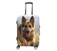 RLDOBOFE Running German Shepherd Dog Baggage Cover for Travel, Washable Suitcase Covers for Home, Dustproof Luggage Protector Skins with Zippers, Protector Anti Scratch, Luggage Covers, white, L