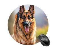RLDOBOFE Running German Shepherd Dog Mouse Pad, Rubber Base & Smooth Cloth Surface, Portable Round Mouse Pad, Rubber Mousepad for Office Home Gaming Laptop Men Women 7.8In