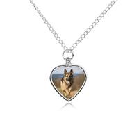 RLDOBOFE Running German Shepherd Dog Pet Cremation Necklaces for Ashes Personalized Pet Ashes Jewelry Heart Shaped Urn Pendant Custom Memorial Funeral Keepsake for Loss Dogs Cats