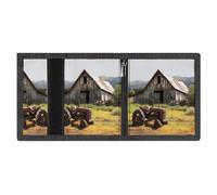 RLDOBOFE Rusted Tractor Trifold Wallet Minimalist Mens Wallet with Key Hook 8 Card Slots Modern Stylish Polyester Security Wallets Fashion Slim Credit Card Holder Id Window