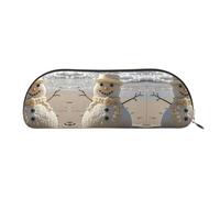 RLDOBOFE Sand Snowman On Beach Pencil Pouch Leather,Small Pen Bags With Zipper For Pencils,Pens,Markers,Makeups,Change,Coins