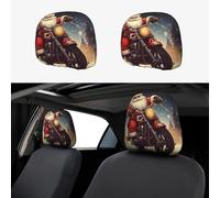 RLDOBOFE Santa Claus Biker Riding Car Headrest Cover 2 PCS, Funny Auto Front Seat Head Rest Protector, Universal Car Headrest Protector Elastic, Personalized Seat Cover Headrest Trim for Most Cars