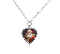 RLDOBOFE Santa Claus Pet Cremation Necklaces for Ashes Personalized Pet Ashes Jewelry Heart Shaped Urn Pendant Custom Memorial Funeral Keepsake for Loss Dogs Cats
