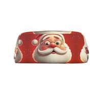 RLDOBOFE Santa Claus Wearing Glasses print Pencil Bag waterproof Zipper Pencil Case Leather Pen Box Cosmetic Bag For Office Pencil