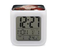 RLDOBOFE Santa Claus with Box Alarm Clock for Bedroom, Wake Up Clocks with 7 Color Changing Night Light, Digital Alarm Clock with Temperature for Gym, Kitchen, Yoga, Meeting