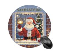 RLDOBOFE Santa Outside The Window (3) Mouse Pad, Rubber Base & Smooth Cloth Surface, Portable Round Mouse Pad, Rubber Mousepad for Office Home Gaming Laptop Men Women 7.8In