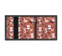 RLDOBOFE Santa Snowman Trifold Wallet Minimalist Mens Wallet with Key Hook 8 Card Slots Modern Stylish Polyester Security Wallets Fashion Slim Credit Card Holder Id Window