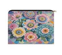 RLDOBOFE Scales And Flowers Pattern Makeup Bag Equipped with Sturdy Zipper Makeup Pouch Polyester Fabric,Storage Bag for Travel Toiletries Cosmetics Cables Pens Office Supplies
