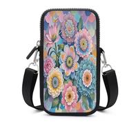 RLDOBOFE Scales And Flowers Pattern Small Crossbody Bag, Lightweight Cell Phone Purse with Strap, Travel Pouch Shoulder Bag for Women