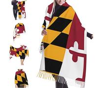 RLDOBOFE Scarf for Women Lightweight Soft Scarves Flag of Mexico Shawl Winter Warm Fringed Scarf, Flag of Maryland, One Size