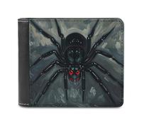 RLDOBOFE Scary Spider Wallet Passcase for Men, Extra Capacity Bifold Leather Wallets with ID Windows, Slim Stylish Wallet for Gift, Blocking Money Clip for Cards, Coin Pouch