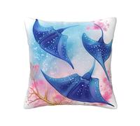 RLDOBOFE Sea Animals Stingrays Printed Pillow Covers Soft Throw Pillow Covers Cushion Pillow Covers Square Pillowcases Decorative Cushion Case for Sofa Couch